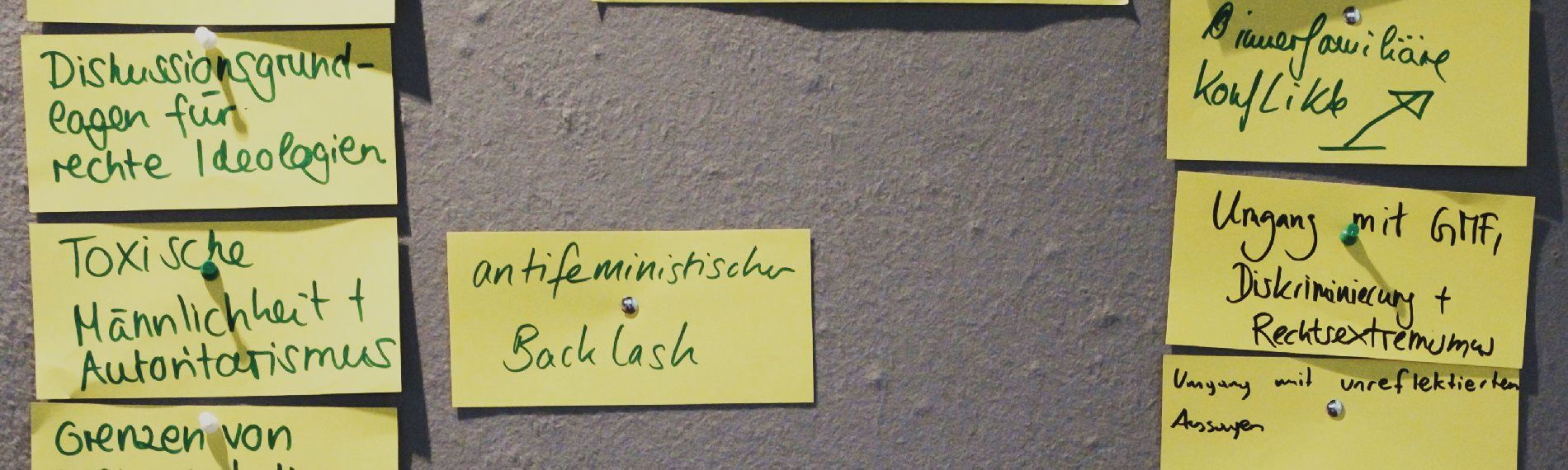 Moderationskarten zu Herausforderungen in der Arbeit mit Jugendlichen